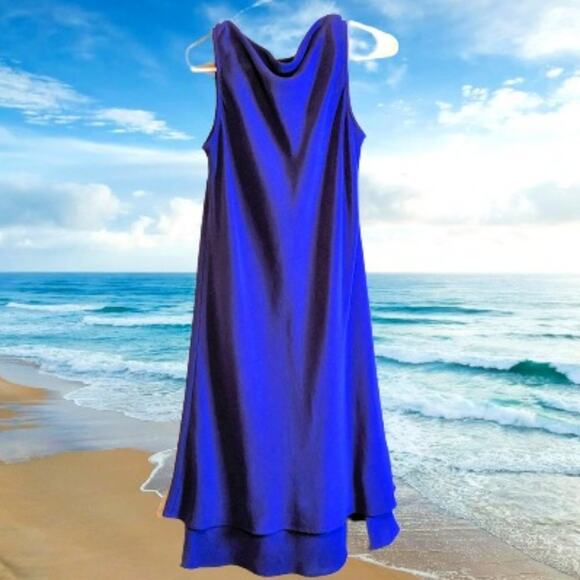 Jones of New York 4 sleeveless flowy lined polyester royal blue woman's gown. - Picture 1 of 3